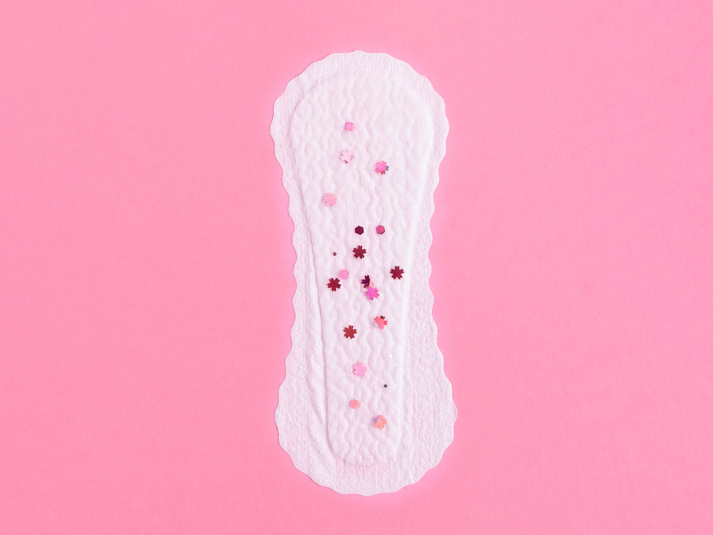 representation of pink discharge on panty liner